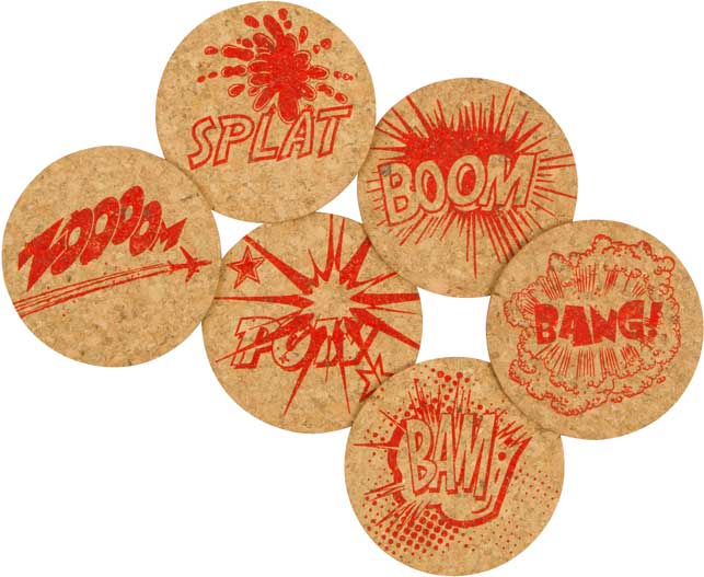 Comic Book Super-Fantastic Cork Coaster Set