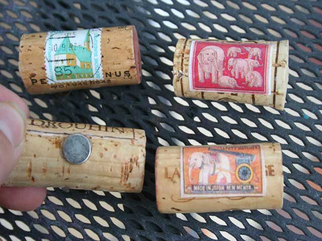Elephant Match box and Stamp Magnet Wine Corks
