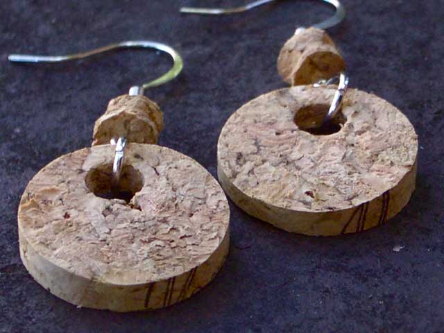 Merlot Wine Cork Earrings