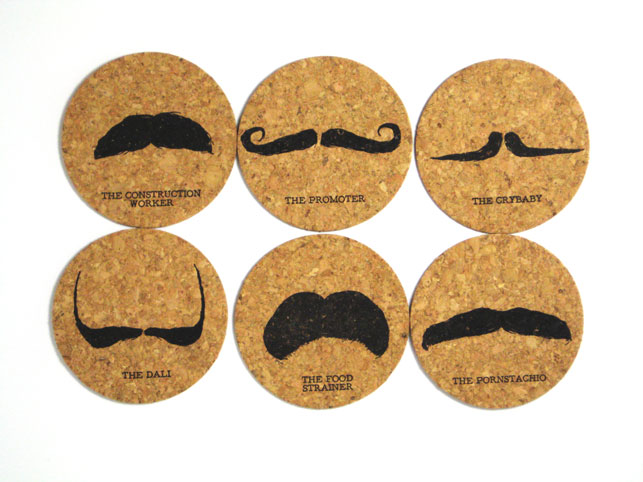 Styling mustache Styles Cork Coaster Set