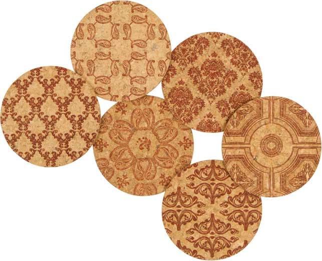 Classic Demask Cork Coaster Set