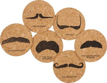 Styling mustache Styles Cork Coaster Set